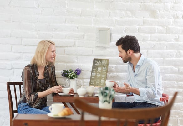 Happy couple sitting in cafeteria - How To Make Your Virgo Boyfriend Or Husband Happy